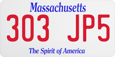 MA license plate 303JP5