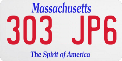 MA license plate 303JP6