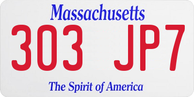 MA license plate 303JP7
