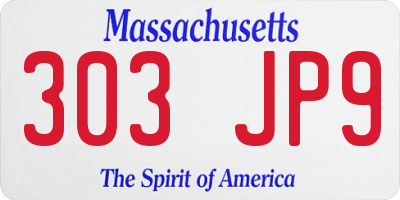 MA license plate 303JP9