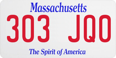 MA license plate 303JQ0