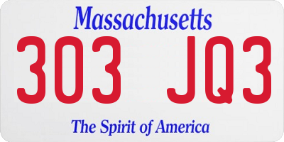 MA license plate 303JQ3