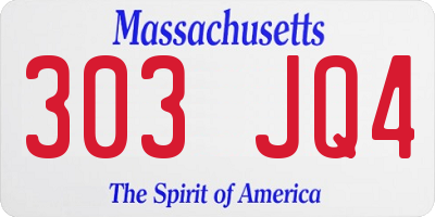 MA license plate 303JQ4