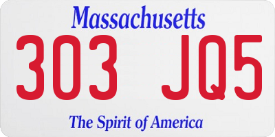 MA license plate 303JQ5