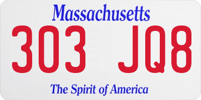 MA license plate 303JQ8