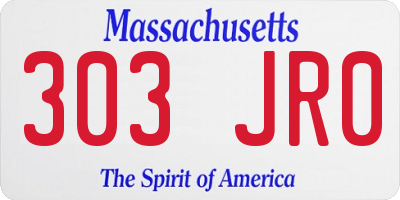 MA license plate 303JR0