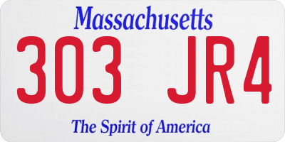 MA license plate 303JR4