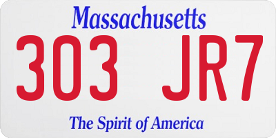 MA license plate 303JR7