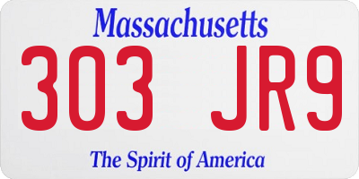 MA license plate 303JR9
