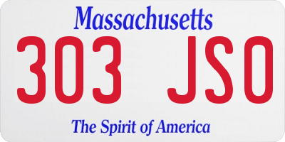 MA license plate 303JS0