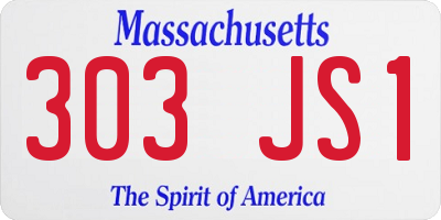MA license plate 303JS1