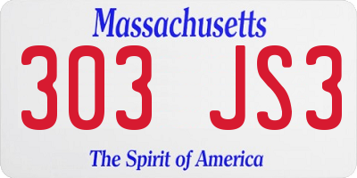 MA license plate 303JS3