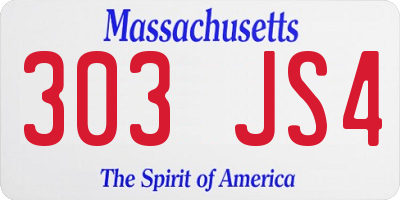 MA license plate 303JS4