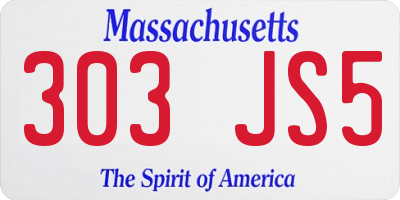 MA license plate 303JS5