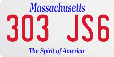 MA license plate 303JS6