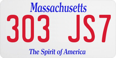 MA license plate 303JS7