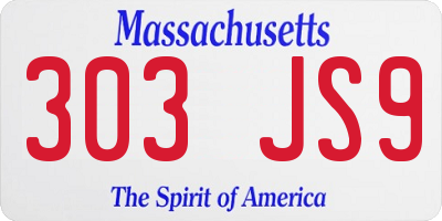 MA license plate 303JS9