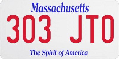 MA license plate 303JT0