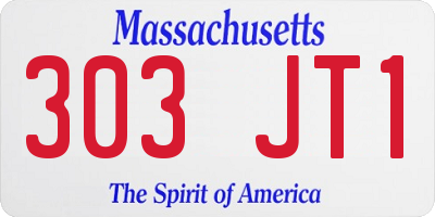 MA license plate 303JT1