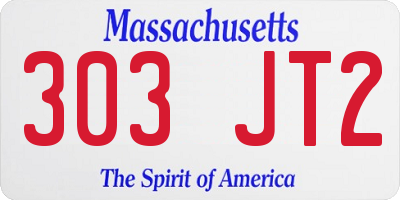 MA license plate 303JT2