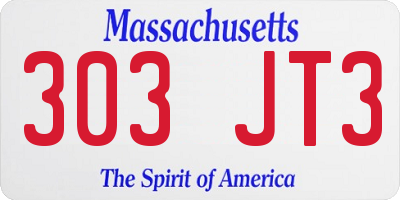 MA license plate 303JT3