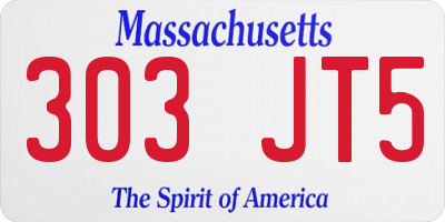 MA license plate 303JT5