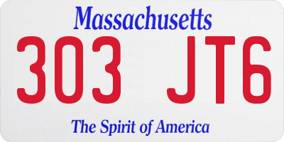 MA license plate 303JT6
