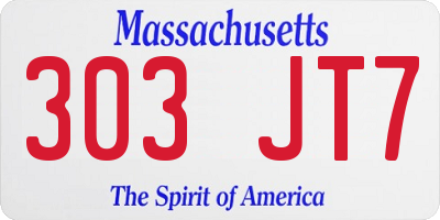 MA license plate 303JT7