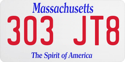 MA license plate 303JT8
