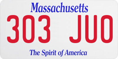 MA license plate 303JU0