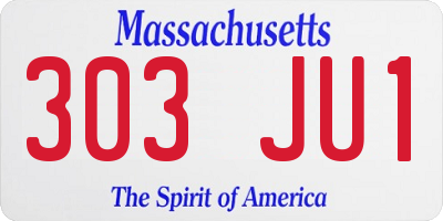 MA license plate 303JU1