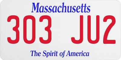 MA license plate 303JU2