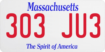 MA license plate 303JU3