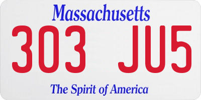 MA license plate 303JU5