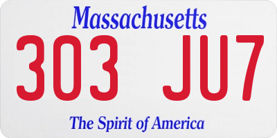 MA license plate 303JU7