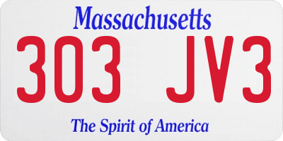 MA license plate 303JV3