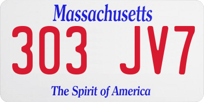 MA license plate 303JV7