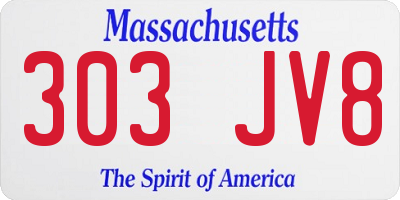 MA license plate 303JV8