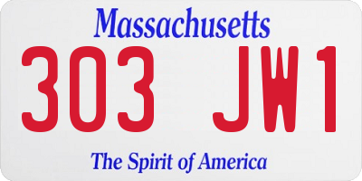 MA license plate 303JW1
