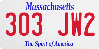 MA license plate 303JW2