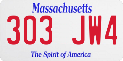 MA license plate 303JW4