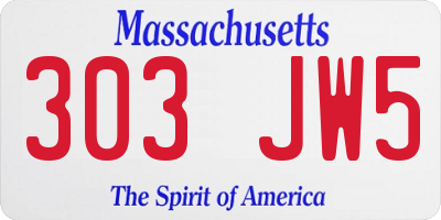 MA license plate 303JW5