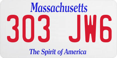 MA license plate 303JW6