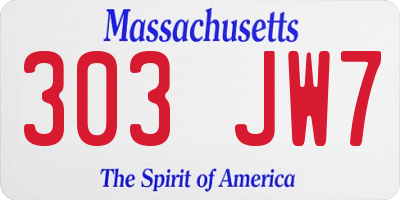MA license plate 303JW7