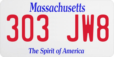 MA license plate 303JW8