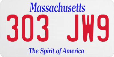 MA license plate 303JW9
