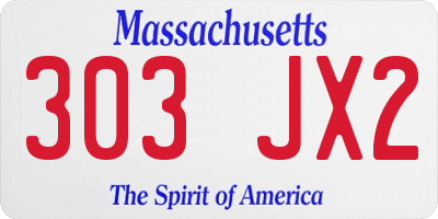 MA license plate 303JX2