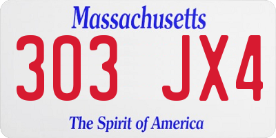 MA license plate 303JX4