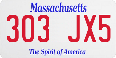 MA license plate 303JX5
