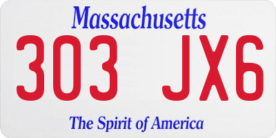MA license plate 303JX6